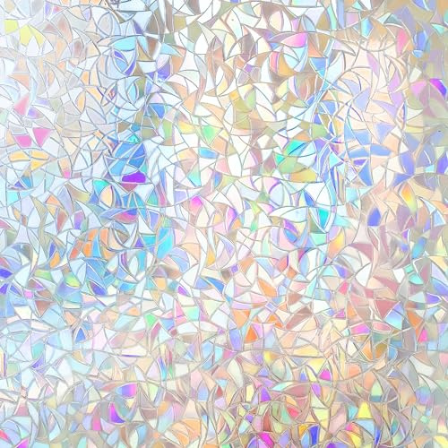 Hilarious Reeded Glass Privacy Film Frosted Window Cling Window Privacy Film 3D Decor UV Blocking Heat Control Static Cling Vinyl No Glue Removable Cover for Bathroom Living Room Office, 23.6''x118''