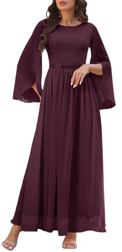 DRESSTELLS Abschlusskleid Festliche Kleider für Damen Abiballkleider Lang Ballkleider Hochzeitkleid Burgundy L