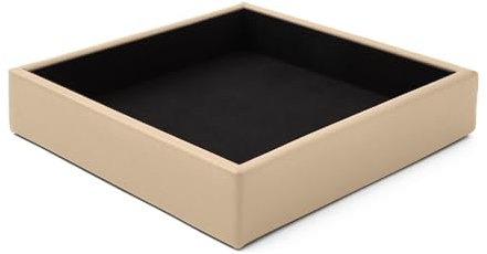 Eglooh - Atena - Taschenleerer aus echtem Leder Beige - Schreibtisch-Organizer mit modernem Design - Ablagefach für Schlüssel, Münzen, Schmuck - cm 16,5 x 16,5 - Made in Italy