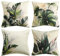Kissenbezug 40 x 40 Grüne Blumen Tropische Pflanze Blätter Dekorativer Überwurf Kissenbezug Set Baumwolle Leinen Quadratischer für Sofa Schlafzimmer Wohnzimmer Auto Zuhause Dekor 4er Set