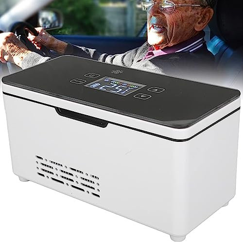AOKLEY Mini Caja enfriadora insulina, Enfriador eléctrico insulina, Nevera portátil para medicinas, Nevera pequeña para Coche, Bolsa enfriadora 0-18 ℃, termostato para Coche, Viaje casa,Singlebattery