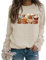 Navna Frauen Shirt Winter Herbst Einfarbig Lange Ärmel Kürbis Kaffee Gedruckt Rundhals Top Für Täglich Büro Schule Mädchen Nette Sweatshirt, Sandfarbe, 48
