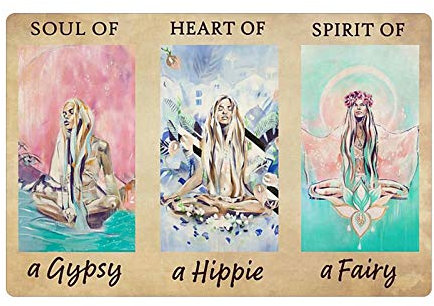 The Soul Of A Gypsy, The Heart Of A Hippie, The Spirit Of A Fairy – Retro Color Poster Wall Art, Bar, Man Cave, Badezimmer-Wanddekoration 20,3 x 30,5 cm