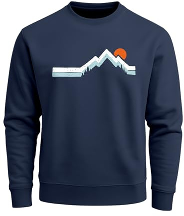 Neverless® Sweatshirt Herren Berg Wandern Natur Outdoor Aufdruck Print Rundhals-Pullover Fashion Streetwear