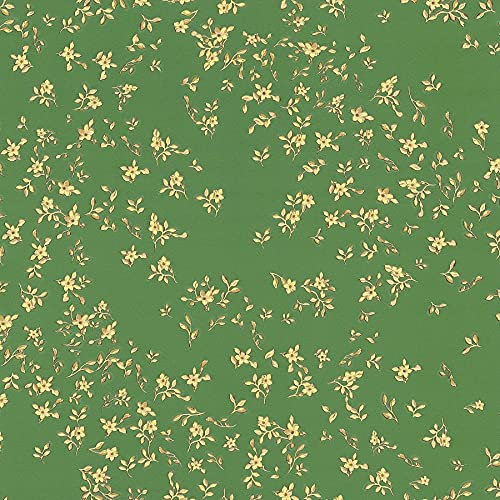 Papier peint designer italien vert et doré Tapisserie élégante à motif pour couloir et cuisine Papiers peints à motifs floraux style baroque