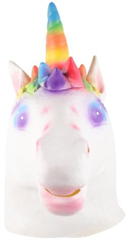 CALLARON Einhornmaske Tiermaske Vollkopfmaske Bunt Latex Erwachsene Cosplay Kostüm Requisite für Halloween Party Maskenball Verkleidung Fotorequisite