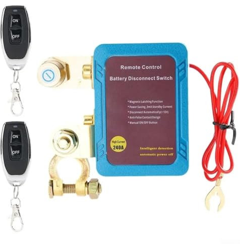 12V 240A Car Remote Battery Disconnect Switch Automatic Power Shut Off Switch, Car Battery Disconnect Switch Power Cut Off Kill Switch with Remote Control