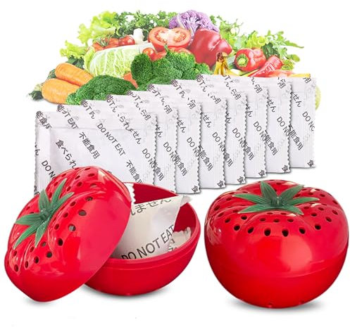 ShuRex Produce Freshness Preserver Saver Kit- Keep Fruits and Vegetables Fresh Longer, Ethylene Gas and Odor Absorber in Refrigerator (2 Saver Balls+8 Refill Sachets)