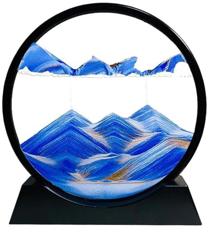 peiyee Sablier Decoratif 3d Cadre Sable Mouvant,Peinture De Sable Fluide,Sablier Decoratif Cadre Sable Mouvant,Convient Pour Kits De Sable Pour Enfants Adolescents Adultes Cadeaux(Bleu, 7)