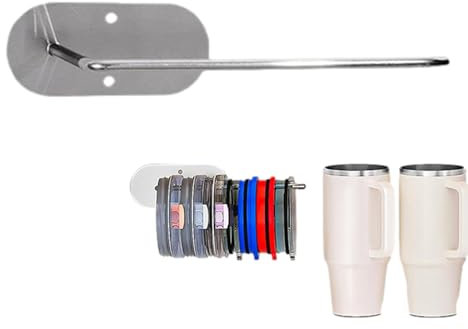 Tumbler Lid Organizer, Tumbler Lid Hanger, Space Saving Cup Lid Organizer | Water Bottle Lids Storage, Adhesive Or Drilling Tumbler Lid Hook For Kitchen Organizers And Storage