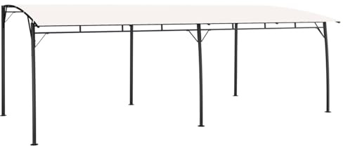 Mengtu Gazebo da giardino, tenda per terrazza, gazebo, protezione solare, resistente alle intemperie, per feste, pergola, 6 x 3 x 2,55 m, bianco crema