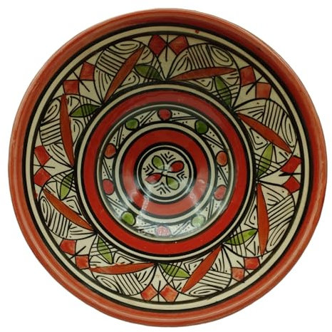 La Maison Unique Bol Plat Sauces Soupe Ethnique Maroc Marocain Céramique Terre cuite Diam. 20 cm 0804240906