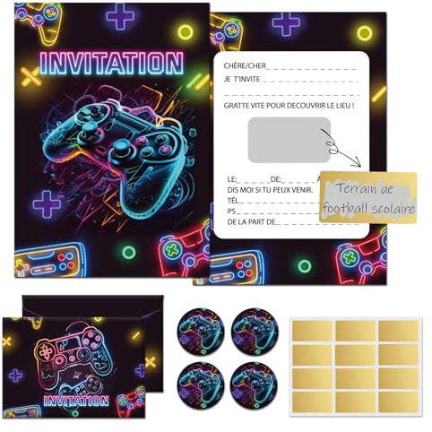 Ycaaeo Einladungskarten zum Kindergeburtstag (Schwarz-Spiel)