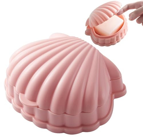Porte-savon en coquillages, boîte à savon en coquillages - Boîte économiseur de savon avec couvercle et égouttoir,Support égouttable en forme de coquille de mer, étui auto-drainant, décorations de sal