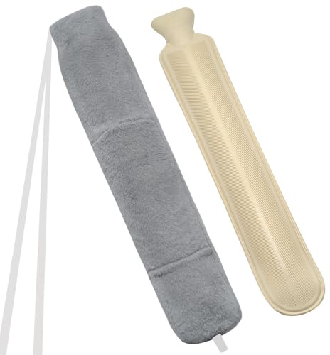 YTACREA Wärmflasche Lange mit Bezug, 2L Wärmflasche Groß mit Handwärmer, Wärmflasches XXL Hot Water Bottle Wärmflasches Schlauch für Rücken, Schulter und Unterleib, Nackenwärmflasche für Erwachsene