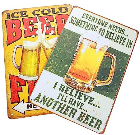 HONMEET 2St Zinnmalerei büro dekoration küchendekoration Wohnzimmerdekoration Metallschild für Bar ösenplatte Vintage-Poster Vintage-Schilder Eisenmalerei für Bar Stangenmetall-Poster