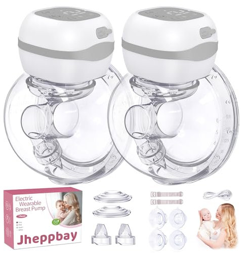 Jheppbay Double Wearable Breast Pump Electrical, Electric Breast Pump Electrical, 12 Levels 3 Modes, Low Noise Portable with 21mm/24mm Flanges, 2 Pack
