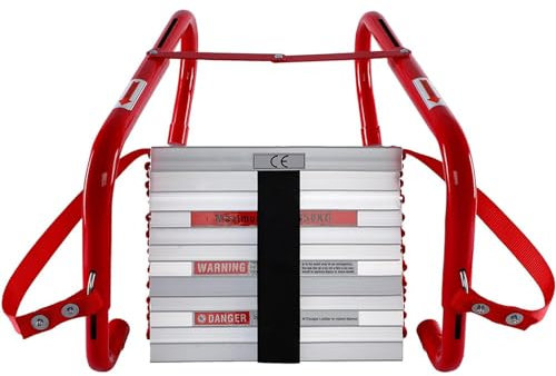 FGQCBBYC Feuerleiter für Erwachsene und Kinder, 2–6-stöckige tragbare Feuerleiter zum Fluchten vom Balkon, Brandschutzleiter mit rutschfesten Sprossen, 32 FT/10 m, 4 m/13 FT