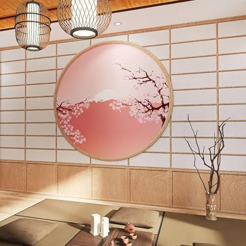 YYZOVBNN 3D-Tapete, antikes japanisches Holzimitat, Türwandbild, Berg Fuji, Kirschblüten-Sushi-Restaurant, Tatami-Hintergrund, Schlafzimmer-Tapete (abziehen und aufkleben)