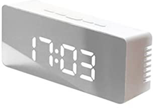 Zerodeko Reloj Despertador con Espejo Led Multifuncional Rectangular, Pantalla Digital Grande, Cable USB Incluido, Modo Nocturno y Medición De Temperatura, Adecuado para Dormitorio y Viajes