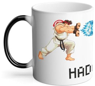 Mug Thermo-réactif Tasse Magique - Hadouken Pixel Art Jeux Vidéo Retro Video Game Combat 8 bits - 325 ml