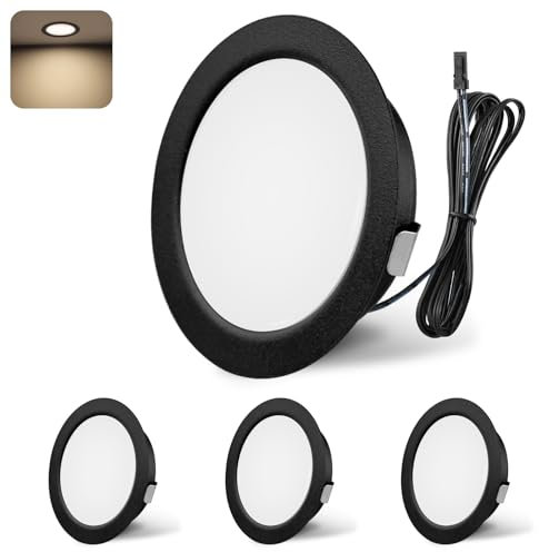 YindaLux LED Einbaustrahler 12V 4000K Neutralweiß LED Spot Dimmbar 3W Einbauspots 55-58mm lochmass Einbauleuchten für Wohnwagen Küche Kleiderschrank Aluminium Schwarz 4er Set