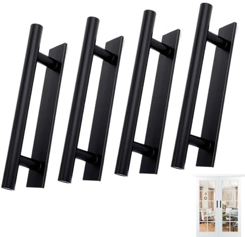 4PCS Self Adhesive Door Handles Black Stick on Handles Strong ABS Material Adhesive Handles Pulls Push Peel and Stick Pull Helper Drawer Pulls Wardrobe Handle for Drawer Wardrobe Window Furniture