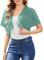 Aottori Cardigan Boléro Court Femme en Mousseline de Soie Gilet à Manches Évasées Courte Boléro Veste Elégant Chic Robe Bretelle Mariage Vert XXL