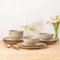 GBHOME Dinner Set for 4, 12 Piece Stoneware Set - Handcrafted Embossed Plates & Bowls, Reactive Glaze, Dishwasher and Microwave Safe Dinnerware