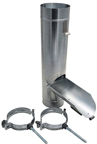 zbs24 Regenrohrklappe 100mm in Titanzink, mit Laubsieb, konische Bauform für einen mühelosen Einbau, Set 1 mit 2 Rohrschellen zur sicheren Montage