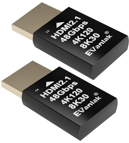 4K 120Hz HDMI 2.1 Dummy Plug – High-Resolution Virtual Display Emulator for PC, VR Headsets & Cryptocurrency Mining | Supports 8K @30Hz, Headless Ghost Display Adapter-2P