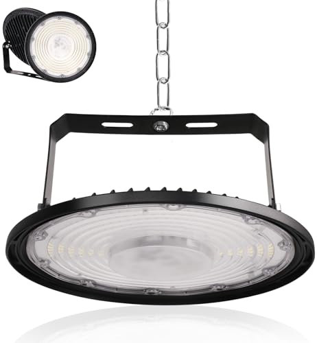 Fosingut LED UFO Industrielampe,300W Superhell Hallenstrahler UFO LED Werkstattlampe,6500K Kaltweiß IP65 Wasserdicht High Bay Licht Kronleuchter für Fabriken,Garage,Lagerhaus,Baustelle,Stadion