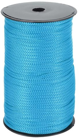sourcing map Corde tressée en polypropylène de 6,35 mm, 100 m, corde utilitaire creuse pour corde à linge, camping, randonnée, extérieur, bleu lac