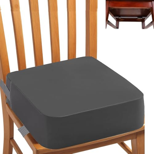 Sitzerhöhung Stuhl Kind,PU Waschbar Zerlegbar 10cm Sitzerhöhung Kinder,Sitzkissen Kinder Mit 2 Verstärkungsbändern,Rutschfester Für Reisen,Haus,Schule,Camping(Grau)