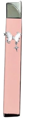 Accendino a gas butano, tradizionale fiamma morbida, corpo sottile, aspetto bello, ricaricabile, regalo per donne (butano non incluso) (rosa-2)