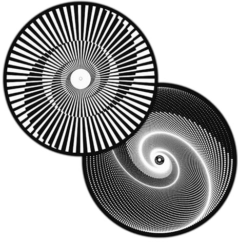 Doppelseitige Optische Illusion Slipmats für Plattenspieler | Weich Hochwertiger Filz Turntable Matte Paar | Trippy Spirale Effekt Plattentellerauflage | Produziert in Berlin von Concrete Schoolyard