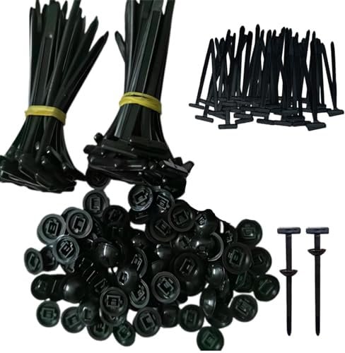 100Pcs Universal Nylon Tie Buckles, Heavy Duty Self-Locking Nylon Tie Fixers, Auto Body Plastic TieTools, Universal Push Mount Zip TieFixers, Bumper Retaining Clips, Automotive Plastic Rivet Fastene