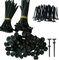 100Pcs Universal Nylon Tie Buckles, Heavy Duty Self-Locking Nylon Tie Fixers, Auto Body Plastic TieTools, Universal Push Mount Zip TieFixers, Bumper Retaining Clips, Automotive Plastic Rivet Fastene