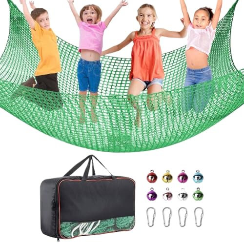 Teksome Rete da arrampicata | Rete di sicurezza a doppio strato per parco giochi – Rete portatile da arrampicata 0,9 x 3,5 m attrezzatura per esercizi all'aperto per parco, patio, scuola, campeggio