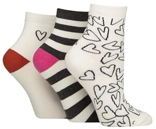 Caroline Gardner Women’s Cotton Socks 3 Pack Patterned Soft Breathable Stylish Casual Colourful Size 4-8