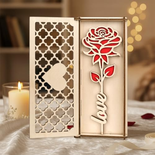 ARTREE Hochzeit Holz Deko, LOVE Holz Rose Blumen, Hochzeitsgeschenke für Brautpaar, Geldgeschenk Hochzeit, Hochzeitstag für Geschenke, Geschenkidee zum Hochzeitstag, Jubiläum