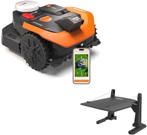 Worx Vision Cloud WR305E 2WD robot rasaerba+garage, 500 m² | Robot rasaerba senza filo, riconoscimento ostacoli con IA, VSLAM + RTK Cloud, mappatura automatica, senza antenna RTK
