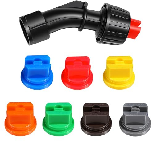 Summer Sprayer Nozzle Set, 110° Flat Fan Spray Nozzles with 7pcs 0.1-0.6mm Pore Spray Nozzle Tips for The Replacement Boom Pump Sprayer Knapsack Garden & Agricultural Tank Spraying Equipment