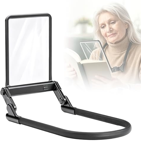 Lupe mit Licht, 3X Leselupe, Schwanenhals-Lupe zum Aufhängen, 40 LED dimmbare 3 Farben, extra große rechteckige Linse für Senioren & Low Vision, ideal zum Lesen und Reparieren