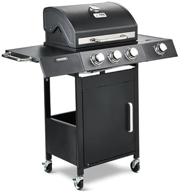 Fire Mountain Cascade 4 Burner Gas BBQ Side Burner Cast Iron Grill | Black outdoor barbecue for garden patio cooking
