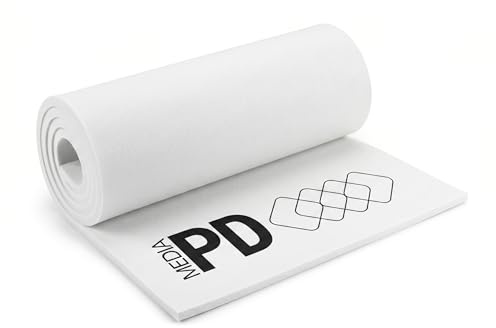 PD Media EVA Schaumstoff 5 mm, 1 Stück 50x100 cm Weiß - EVA Foam High Density 80 kg/m³ Moosgummi Platten Thermoformbar für Cosplay, Basteln & DIY