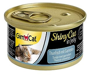 GimCat ShinyCat in Jelly Thunfisch mit Garnelen - Nassfutter mit Fisch und Taurin für Katzen - 24 Dosen (24 x 70 g)