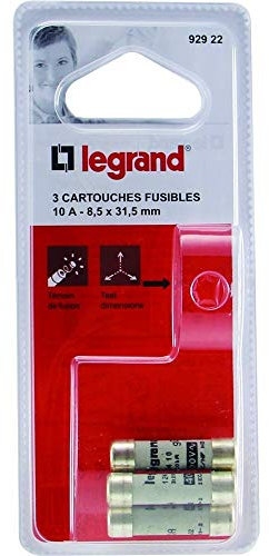 Legrand 092922 Cartouches Fusibles pour Porte-Fusibles avec Témoin, 8.5mm x 31.5mm, 10A