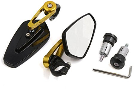 sourcing map Rückspiegel Schwarz-Gold 22mm 1 Paar Für Honda CB1000R