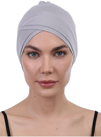 Deresina Headwear W Front Chemo Kopfbedeckung für Damen, Bambus Turban Mützen für Krebspatienten, Kappe fur Chemotherapie (Grau)